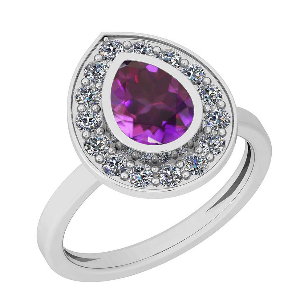 1.77 Ctw Amethyst And Diamond I2/I3 10K White Gold Vint: 1.77 Ctw Amethyst And Diamond I2/I3 10K White Gold Vintage Style Ring -- Color Stone Weight: 1.25 Ctw 1 PC Pear Center Stone Color: Amethyst Center Stone Setting: Prong Side Stone 0.52 Ctw Side Stone 