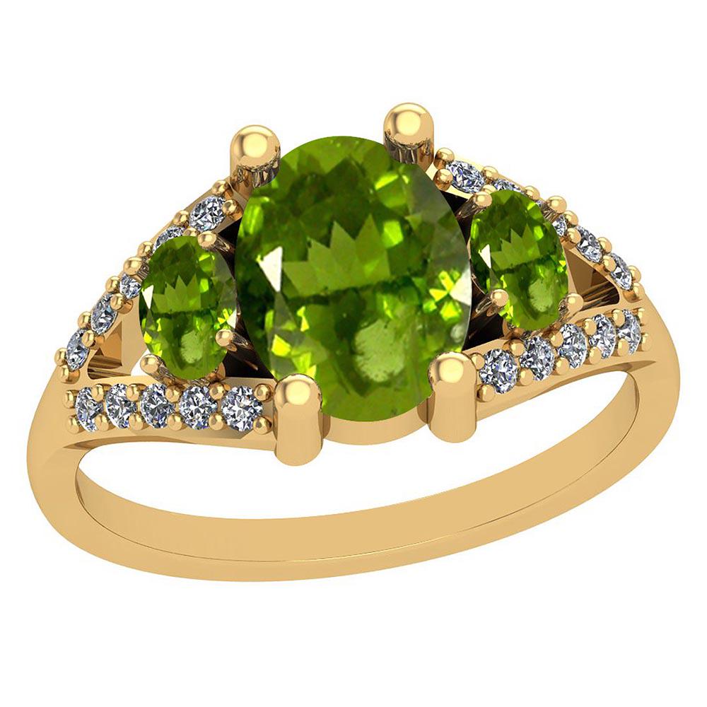 2.70 Ctw I2/I3 Peridot And Diamond 10K Yellow Gold Vint: 2.70 Ctw I2/I3 Peridot And Diamond 10K Yellow Gold Vintage Style Ring -- Color Stone Weight: 2.50 Ctw 3 PC Oval Center Stone Color: Peridot Center Stone Setting: Prong Side Stone 0.20 Ctw Side Stone C