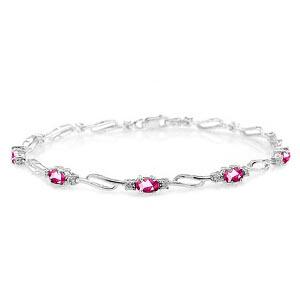 3.39 Carat 14K Solid White Gold Tennis Bracelet Pink To: 3.39 Carat 14K Solid White Gold Tennis Bracelet Pink Topaz Diamond -- Pink Topaz / Diamond; Metal Color:White Gold; Condition: New With Tags; TWC: 3.39 ;Metal: 14 K. Solid white Gold ;Stone: Natural; 