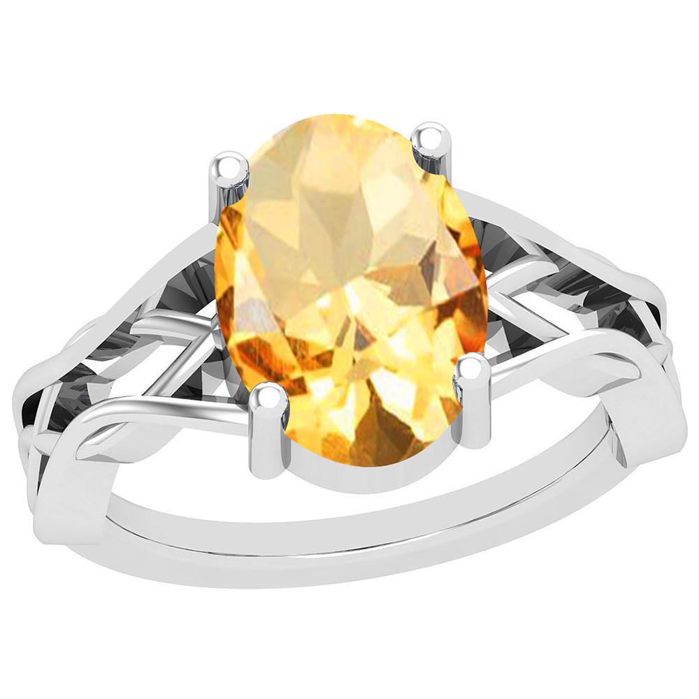 2.50 Ctw Citrine 10K White Gold Solitaire Ring: 2.50 Ctw Citrine 10K White Gold Solitaire Ring -- Color Stone Weight: 2.50 Ctw 1 PC Oval Center Stone Color: Citrine Center Stone Setting: Prong Metal Weight: Approx 3.00 Gram 10K White Gold Solitaire