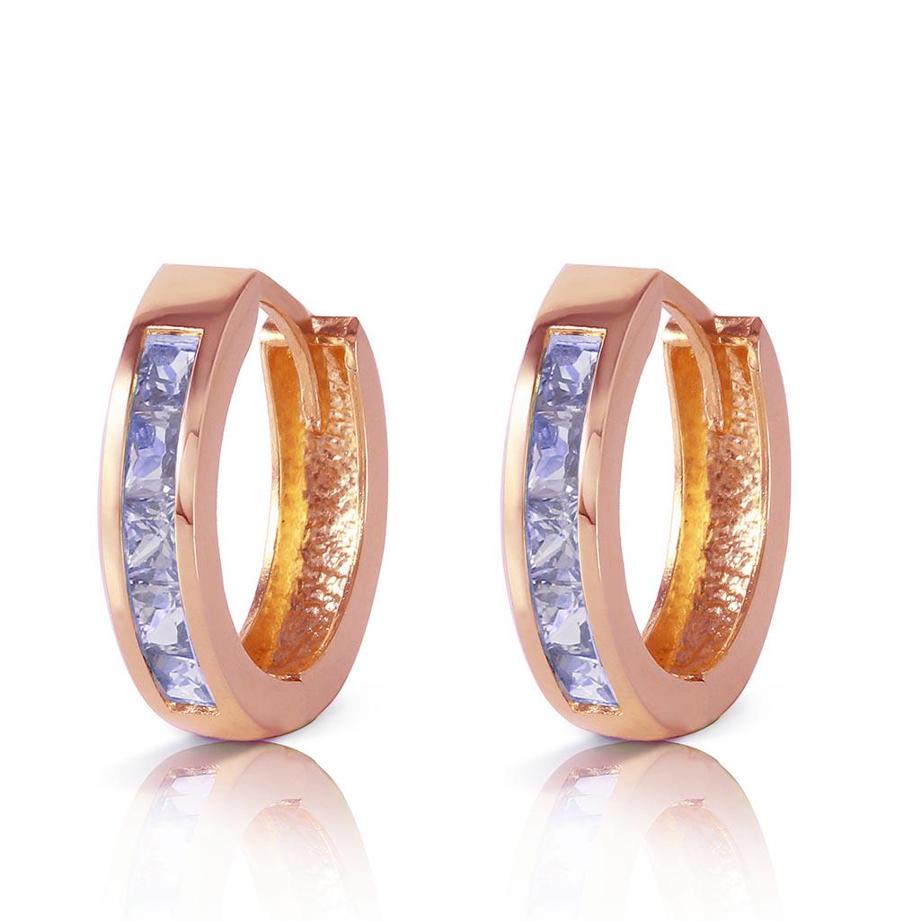 0.95 Carat 14K Solid Rose Gold Huggie Hoop Earrings Tan: 0.95 Carat 14K Solid Rose Gold Huggie Hoop Earrings Tanzanite -- Tanzanite; Metal Color:Rose Gold; Condition: New With Tags; TWC: 0.95 ;Metal: 14 K. Solid Rose Gold ;Stone: Natural; Width: 0.12in (3.0