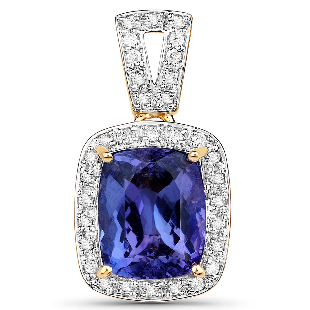 14K Yellow Gold 2.91 Carat Genuine Tanzanite and White: 14K Yellow Gold 2.91 Carat Genuine Tanzanite and White Diamond Pendant -- 14K Yellow Gold 2.91 Carat Genuine Tanzanite and White Diamond Pendant #NGFY89629