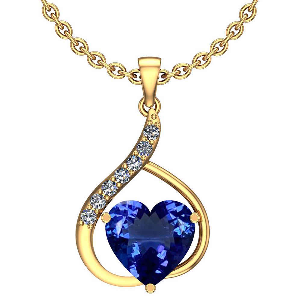 3.22 Ctw SI2/I1 Tanzanite And Diamond Platinum 14K Yell: 3.22 Ctw SI2/I1 Tanzanite And Diamond Platinum 14K Yellow Gold Plated Pandant -- Color Stone Weight: 3.05 Ctw 1PC Heart Center Stone Color: Tanzanite Center Stone Setting: Prong Side Stone 0.17 Ctw Si