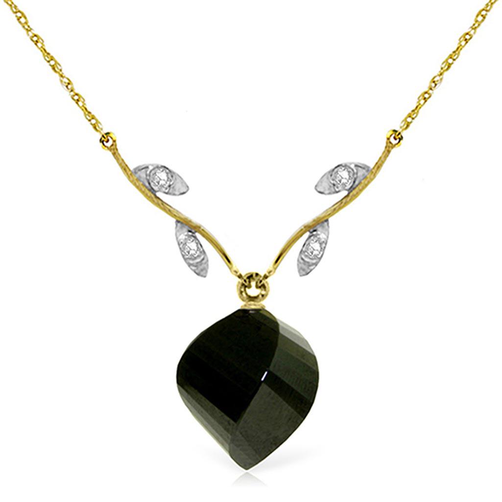 15.52 Carat 14K Solid Gold Necklace Diamond Twisted Bri: 15.52 Carat 14K Solid Gold Necklace Diamond Twisted Briolette Black Spinel -- Diamond; Metal Color:Yellow Gold; Condition: New With Tags; TWC: 15.52 ;Metal: 14 K. Solid Yellow Gold ;Stone: Natural; Wi