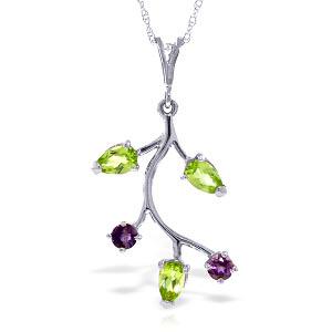 0.95 Carat 14K Solid White Gold Necklace Amethyst Perid: 0.95 Carat 14K Solid White Gold Necklace Amethyst Peridot -- Amethyst / Peridot; Metal Color:White Gold; Condition: New With Tags; TWC: 0.95 ;Metal: 14 K. Solid white Gold ;Stone: Natural; Width: 0.57