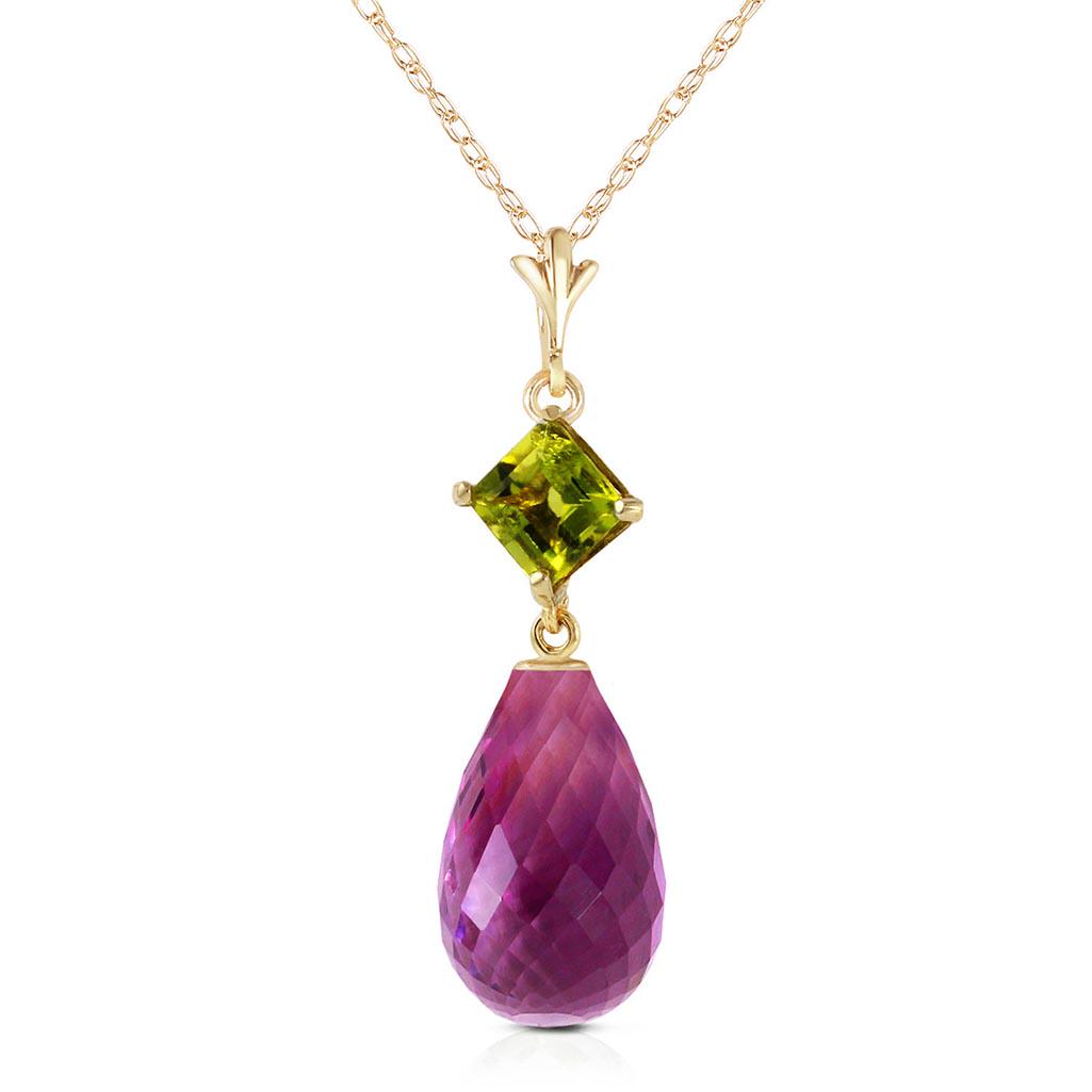 5.5 CTW 14K Solid Gold Necklace Peridot Purple Amethyst: 5.5 CTW 14K Solid Gold Necklace Peridot Purple Amethyst -- Amethyst / Peridot; Metal Color:Yellow Gold; Condition: New With Tags; TWC: 5.5 ;Metal: 14 K. Solid Yellow Gold ;Stone: Natural; Width: 0.31i