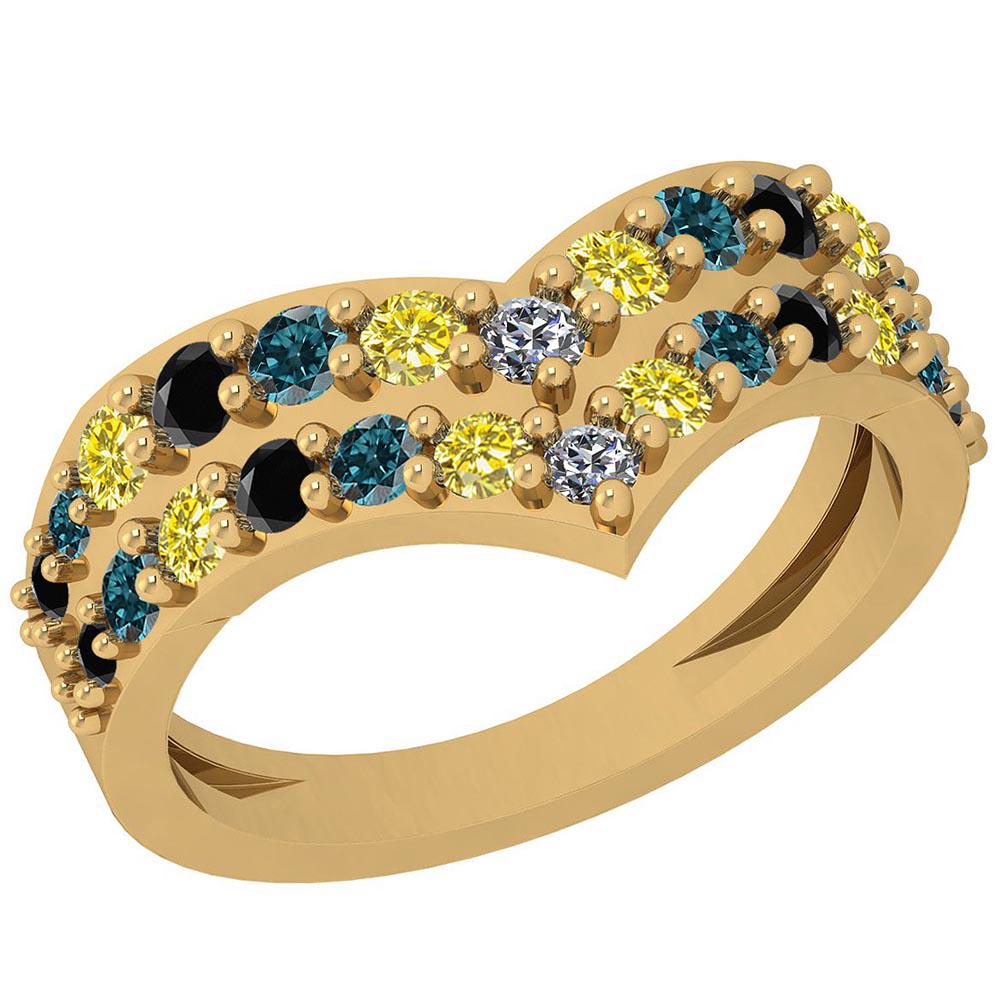 0.86 Ctw SI2/I1 Treated Fancy Black ,Yellow,Blue, White: 0.86 Ctw SI2/I1 Treated Fancy Black ,Yellow,Blue, White Diamond 14K Yellow Gold Ring -- Multi Diamond Weight: 0.86 Ctw Round Cut stone Color: Treated Fancy Black ,Yellow,Blue,White Diamond Stone Setti