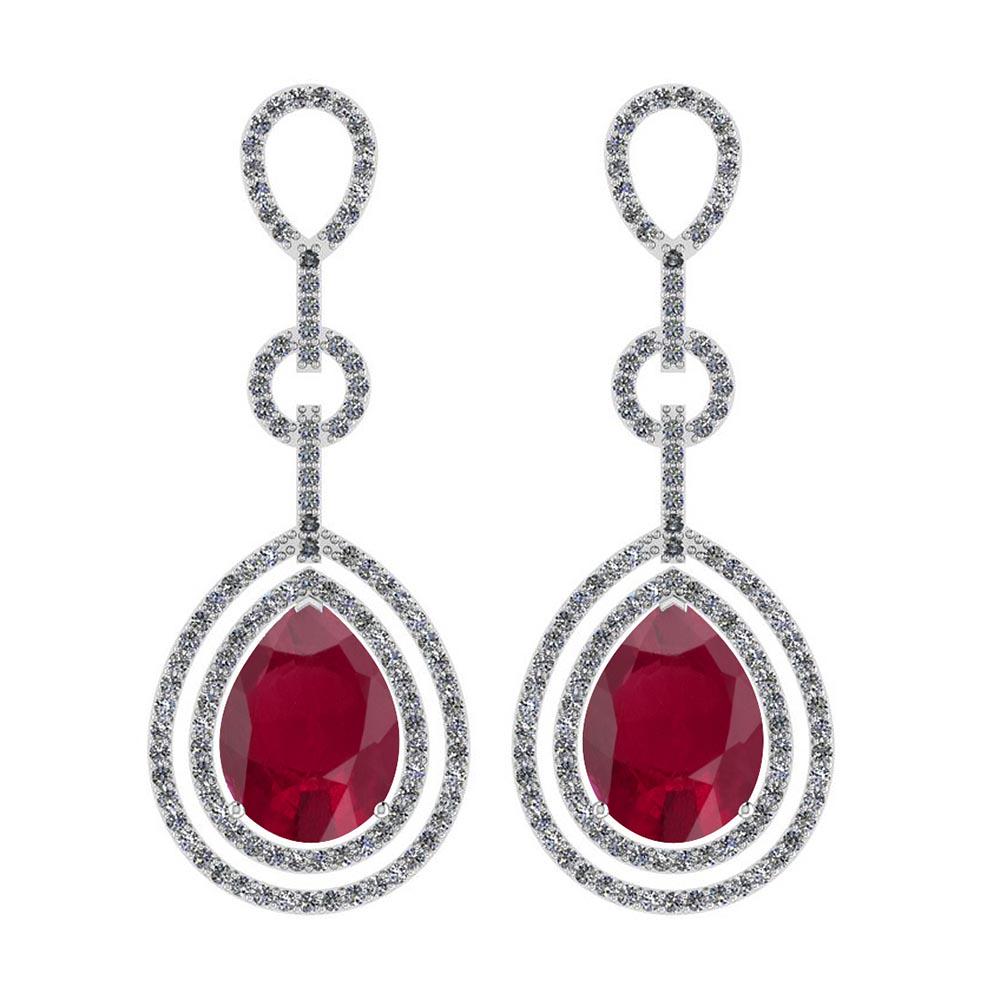 1.92 Ctw Ruby And Diamond I2/I3 14K White Gold Dangling: 1.92 Ctw Ruby And Diamond I2/I3 14K White Gold Dangling Earrings -- Color Stone Weight: 1.50 Ctw 2 PC Pear Center Stone Color: Ruby Center Stone Setting: Prong Side Stone 0.42 Ctw Side Stone Color: J-