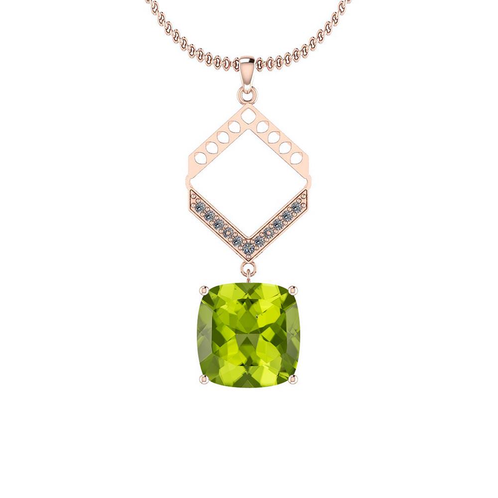 3.12 Ctw Peridot And Diamond I2/I3 10k Rose Gold Vintag: 3.12 Ctw Peridot And Diamond I2/I3 10k Rose Gold Vintage Style Pendant -- Color Stone Weight: 3.00 Ctw 1 PC Cushion Center Stone Color: Peridot Center Stone Setting: Prong Side Stone 0.12 Ctw Side Sto