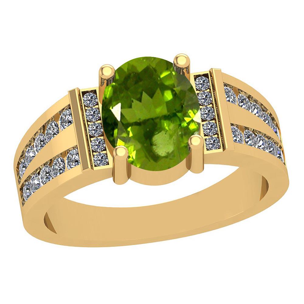 2.68 Ctw I2/I3 Peridot And Diamond 10K Yellow Gold Vint: 2.68 Ctw I2/I3 Peridot And Diamond 10K Yellow Gold Vintage Style Ring -- Color Stone Weight: 2.20 Ctw 1 PC Oval Center Stone Color: Peridot Center Stone Setting: Prong Side Stone 0.48 Ctw Side Stone C