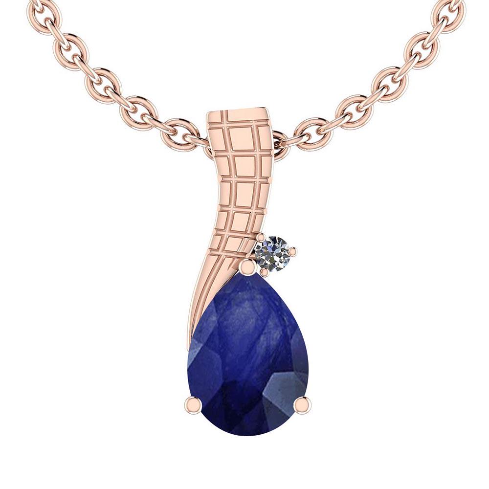 0.78 Ctw VS/SI1 Blue Sapphire And Diamond 14K Rose Gold: 0.78 Ctw VS/SI1 Blue Sapphire And Diamond 14K Rose Gold Pendant -- Color Stone Weight: 0.75 Ctw 1 PC Pear Center Stone Color: Blue Sapphire Center Stone Setting: Prong Side Stone 0.03 Ctw Side Stone C