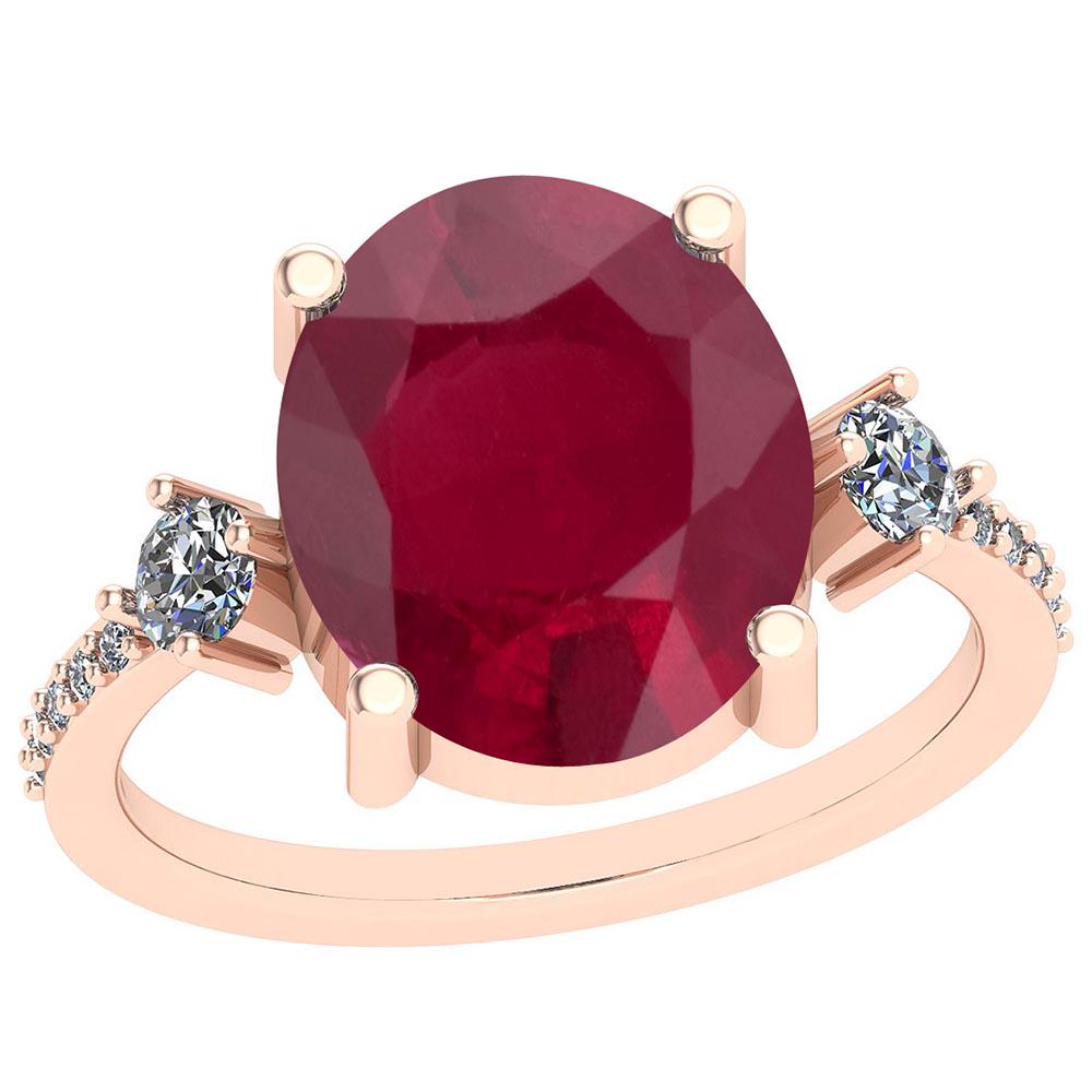 3.96 Ctw Ruby And Diamond I2/I3 10k Rose Gold Vintage S: 3.96 Ctw Ruby And Diamond I2/I3 10k Rose Gold Vintage Style Ring -- Color Stone Weight: 3.70 Ctw 1 PC Oval Center Stone Color: Ruby Center Stone Setting: Prong Side Stone 0.26 Ctw Side Stone Color: J-
