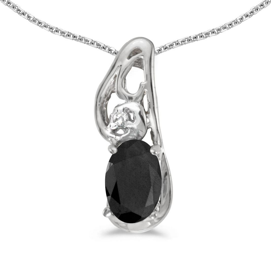 10k White Gold Oval Onyx And Diamond Pendant 0.4 CTW: 10k White Gold Oval Onyx And Diamond Pendant 0.4 CTW -- METAL PURITY: 10k ;METAL TYPE: White gold ;GEM TYPE: onyx ;MAIN STONE COLOR: Black ;MAIN STONE SHAPE Oval ;STONE CLARITY: ;STONE COLOR: ;STONE T