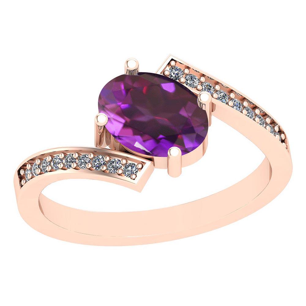 1.35 Ctw Amethyst And Diamond I2/I310K Rose Gold Vintag: 1.35 Ctw Amethyst And Diamond I2/I310K Rose Gold Vintage Style Ring -- Color Stone Weight: 1.25 Ctw 1 PC Oval Center Stone Color: Amethyst Center Stone Setting: Prong Side Stone 0.10 Ctw Side Stone Co