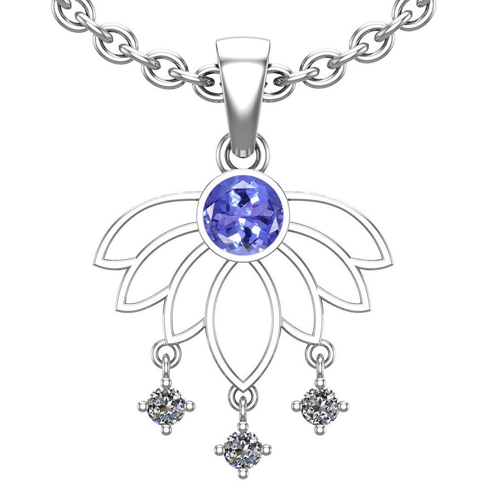 0.60 Ctw VS/SI1 Tanzanite And Diamond 14K White Gold Pe: 0.60 Ctw VS/SI1 Tanzanite And Diamond 14K White Gold Pendant -- Color Stone Weight: 0.50 Ctw 1 PC Round Center Stone Color: Tanzanite Center Stone Setting: Prong Side Stone 0.10 Ctw Side Stone Color: 