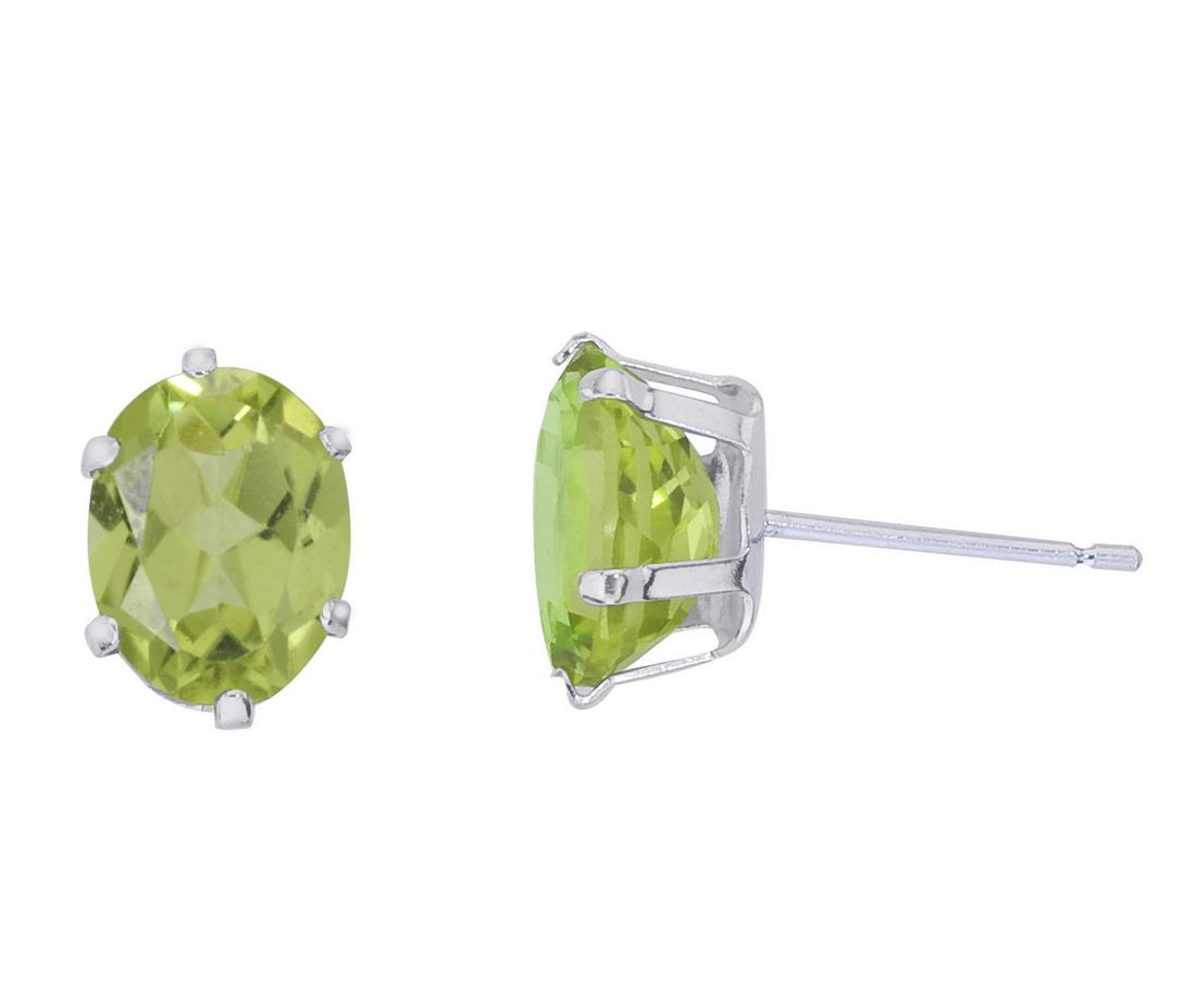 Certified Sterling Silver Oval Peridot Stud Earrings: Certified Sterling Silver Oval Peridot Stud Earrings -- METAL PURITY: Not Applicable ;METAL TYPE: Sterling silver ;GEM TYPE: peridot ;MAIN STONE COLOR: Green ;MAIN STONE SHAPE Oval ;STONE CLARITY: ;ST