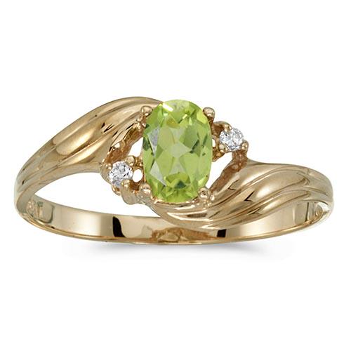 Certified 10k Yellow Gold Oval Peridot And Diamond Ring: Certified 10k Yellow Gold Oval Peridot And Diamond Ring -- METAL PURITY: 10k ;METAL TYPE: Yellow gold ;GEM TYPE: peridot ;MAIN STONE COLOR: Green ;MAIN STONE SHAPE Oval ;STONE CLARITY: ;STONE COLOR: ;