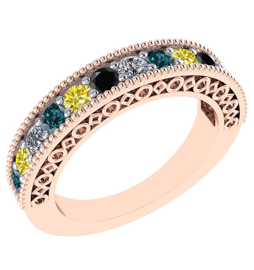 0.75 Ctw I2/I3 Multi Treated Fancy yellow,Blue,Black,Wh: 0.75 Ctw I2/I3 Multi Treated Fancy yellow,Blue,Black,White diamond 14K Rose Gold Filigree Style Band Ring -- Multi Stone Weight: 0.75 Ctw Round Cut Multi Stone Color: Treated Fancy yellow,Blue,Black,W