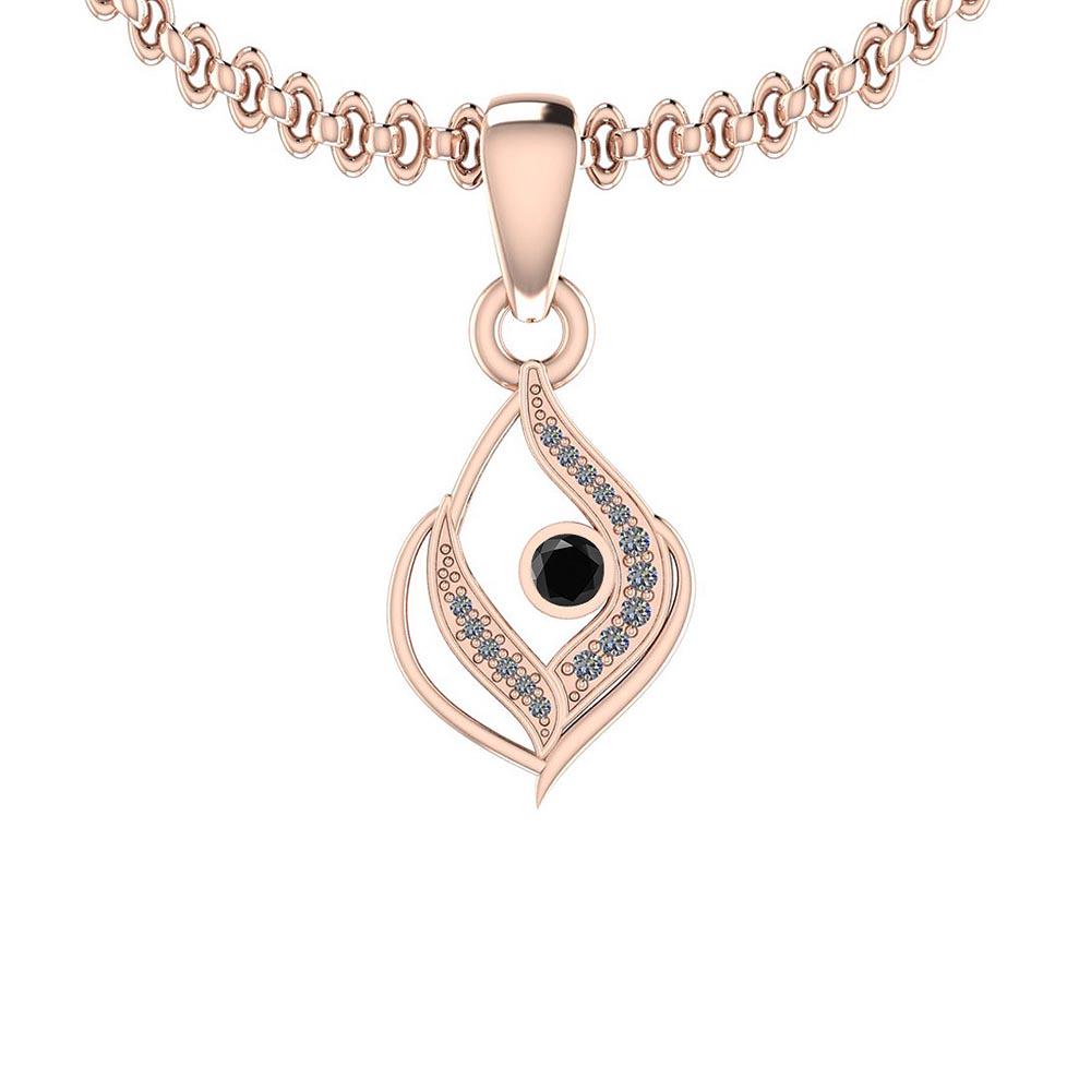 0.13 Ctw I2/I3 Treated Fancy Black And White Diamond 14: 0.13 Ctw I2/I3 Treated Fancy Black And White Diamond 14K Rose Gold Pendant -- Center Stone Weight: 0.07 Ctw Round Cut Center Stone Color: Treated Fancy Black Diamond Center Stone Setting: Bezel Center