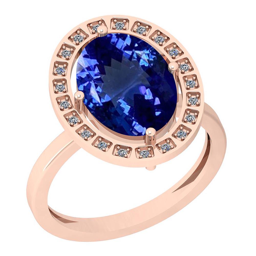 2.83 Ctw VS/SI1 Tanzanite And Diamond Platinum 14K Rose: 2.83 Ctw VS/SI1 Tanzanite And Diamond Platinum 14K Rose Gold Plated Ring -- Color Stone Weight: 2.66 Ctw (1Pcs Oval ) Center Stone Color: Tanzanite Center Stone Setting: Prong Side Stone 0.17 Ctw Side