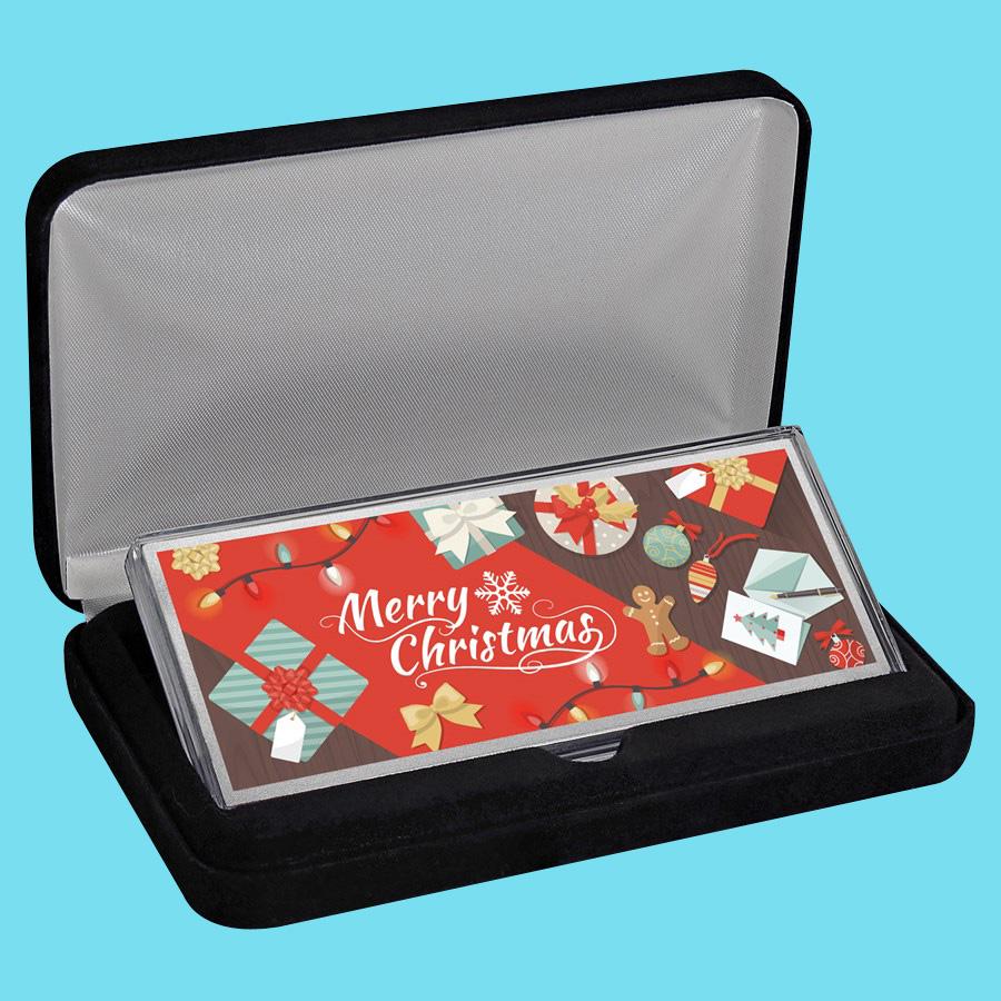 4 oz Silver Colorized Bar - Merry Christmas Festive Col: 4 oz Silver Colorized Bar - Merry Christmas Festive Collage -- 4 oz Silver Colorized Bar - Merry Christmas Festive Collage #NGFY94582