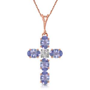 1.75 Carat 14K Solid Rose Gold Cross Necklace Natural D: 1.75 Carat 14K Solid Rose Gold Cross Necklace Natural Diamond Tanzanite -- Tanzanite / Diamond; Metal Color:Rose Gold; Condition: New With Tags; TWC: 1.75 ;Metal: 14 K. Solid Rose Gold ;Stone: Natural