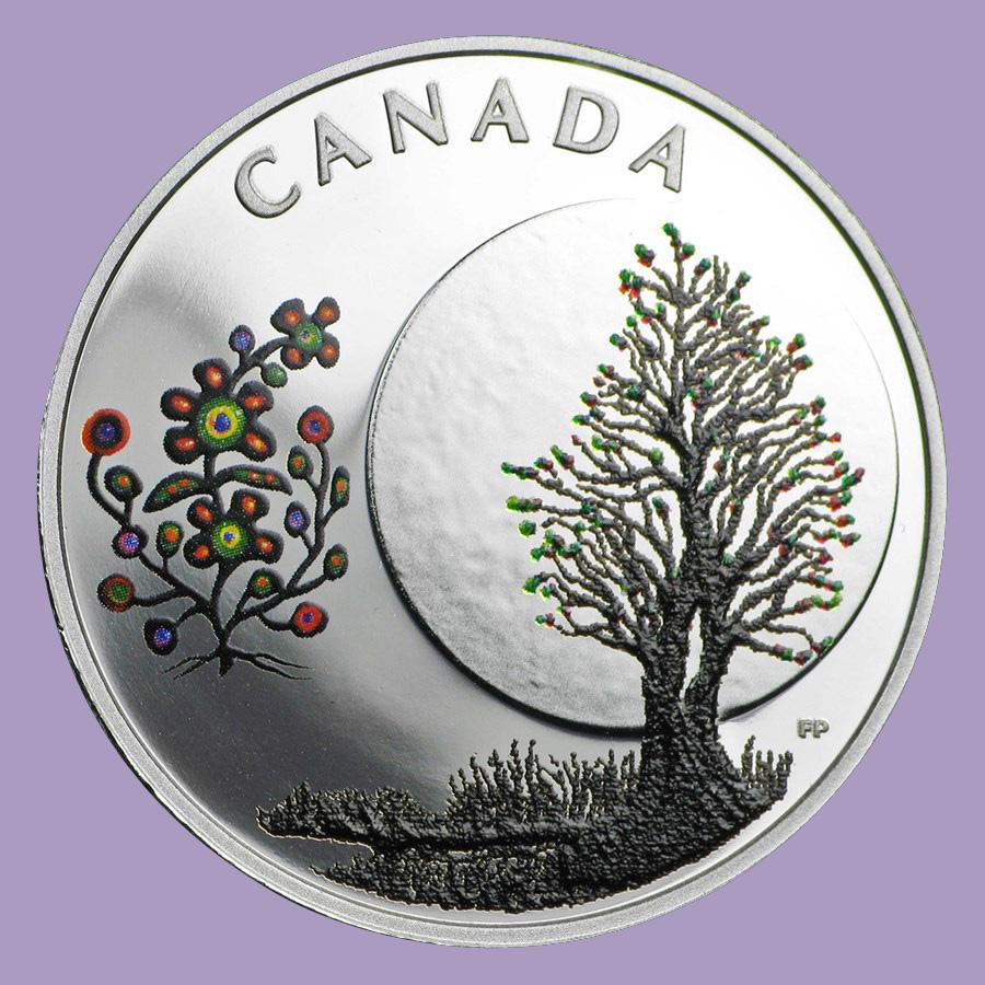 2018 Canada 1/4 oz Silver $3 The Thirteen Teachings Flo: 2018 Canada 1/4 oz Silver $3 The Thirteen Teachings Flower Moon -- 2018 Canada 1/4 oz Silver $3 The Thirteen Teachings Flower Moon #NGFY99749