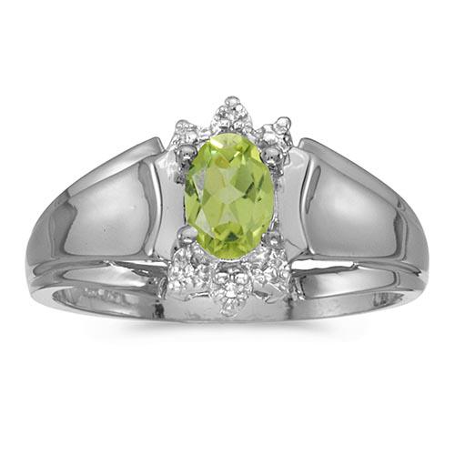 Certified 10k White Gold Oval Peridot And Diamond Ring: Certified 10k White Gold Oval Peridot And Diamond Ring -- METAL PURITY: 10k ;METAL TYPE: White gold ;GEM TYPE: peridot ;MAIN STONE COLOR: Green ;MAIN STONE SHAPE Oval ;STONE CLARITY: ;STONE COLOR: ;ST