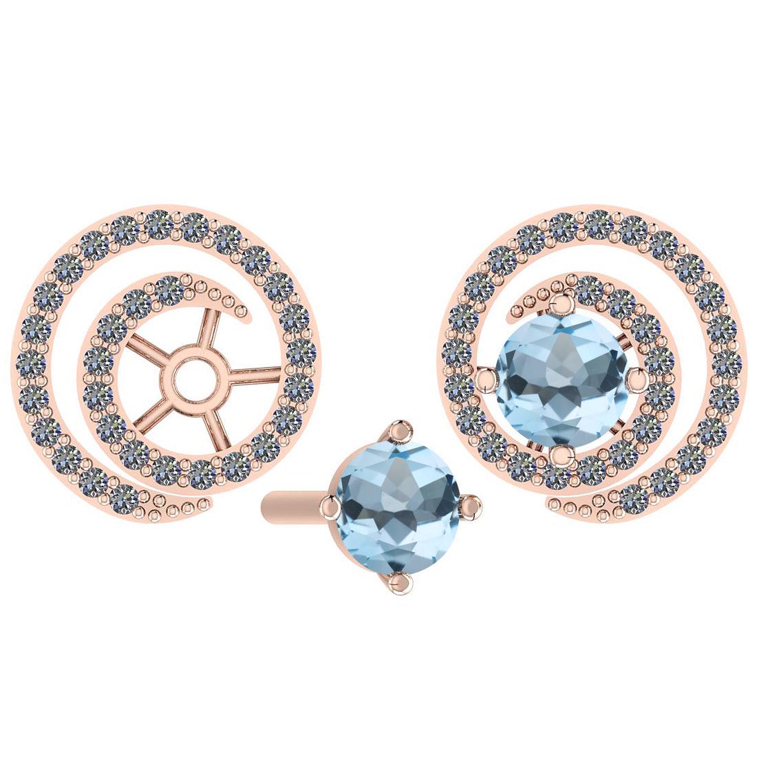 Certified 0.81 Ctw Blue Topaz And Diamond I1/I2 14K Gol: Certified 0.81 Ctw Blue Topaz And Diamond I1/I2 14K Gold Stud Earrings -- Color Stone Approx Weight: 0.50 Ctw (2 Pcs Round) Center Stone Color: Blue Topaz Center Stone Setting: Prong Side Stone 0.31 C
