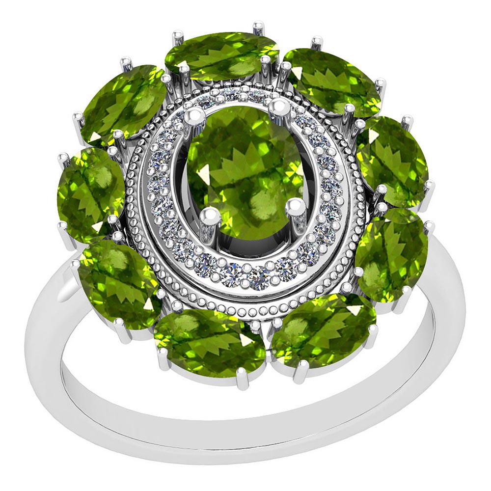 3.13 Ctw Peridot And Diamond I2/I3 10K White Gold Vinta: 3.13 Ctw Peridot And Diamond I2/I3 10K White Gold Vintage Style Ring -- Color Stone Weight: 3.00 Ctw 10 PC Oval Center Stone Color: Peridot Center Stone Setting: Prong Side Stone 0.13 Ctw Side Stone C
