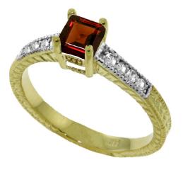 0.65 Carat 14K Real White Gold Life Partner Garnet Diam: 0.65 Carat 14K Real White Gold Life Partner Garnet Diamond Ring -- Metal:14K Solid Gold Item Weight:4.00 gr. Diamonds 40 ROUND cut, BLACK color, SI-2 clarity = 0.20 ct 1 GARNET cut, OCTAGON color, cla