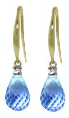 4.6 Carat 14K Real Rose Gold Joya Blue Topaz Diamond Ea: 4.6 Carat 14K Real Rose Gold Joya Blue Topaz Diamond Earrings -- Metal: 14K. Solid Gold; Item Weight: 2.40 gr.;Diamonds: 2 Round cut, I-J color, SI-1 clarity = 0.10 ct;Gemstones: 2 Briolette shape, 9X