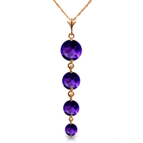 3.9 Carat 14K Real Rose Gold Salome's Dance Amethyst Ne: 3.9 Carat 14K Real Rose Gold Salome's Dance Amethyst Necklace -- Metal: 14K. Solid Gold; Item Weight: 1.80 gr.;Gemstones: 1 Round shape, 7.0 mm, Amethyst = 1.95 ct 1 Round shape, 6.0 mm, Amethyst = 1.