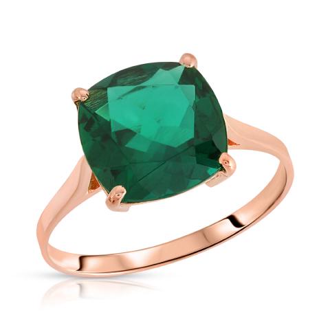 3.10 ctw Carats 14K Real Rose Gold Cushion Emerald Soli: 3.10 ctw Carats 14K Real Rose Gold Cushion Emerald Solitaire Ring with Genuine Vibrant Emerald Brilliant Cut Anniversary Engagement Promise Valentines for Her Him Unisex Ring -- Metal: 14K Solid Rose