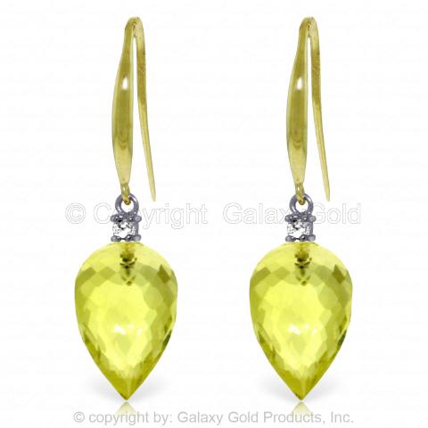 18.1 Carat 14K Real Yellow Gold Fish Hook Earrings Diam: 18.1 Carat 14K Real Yellow Gold Fish Hook Earrings Diamond Lemon Quartz -- Metal: 14K Solid Gold; Item Weight: 4.50 gr.;Diamonds: 2 ROUND cut, K-M color, I-3 clarity = 0.10 ct;Gemstones: 2 BRIOLET sha