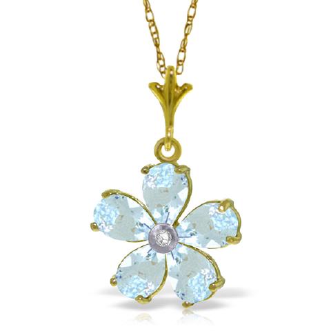 2.22 Carat 14K Real Yellow Gold Necklace Natural Aquama: 2.22 Carat 14K Real Yellow Gold Necklace Natural Aquamarine Diamond -- Metal: 14K. Solid Gold; Item Weight: 2.00 gr.;Diamonds: 1 Round cut, K-M color, SI-1 clarity = 0.02 ct;Gemstones: 5 Pear shape, 6