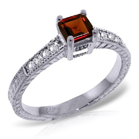 0.65 Carat 14K Real White Gold Life Partner Garnet Diam: 0.65 Carat 14K Real White Gold Life Partner Garnet Diamond Ring -- Metal: 14K. Solid Gold; Item Weight: 3.10 gr.;Diamonds: 8 Round cut, K-M color, SI-2 clarity = 0.15 ct;Center Gemstone: 1 Princess sh