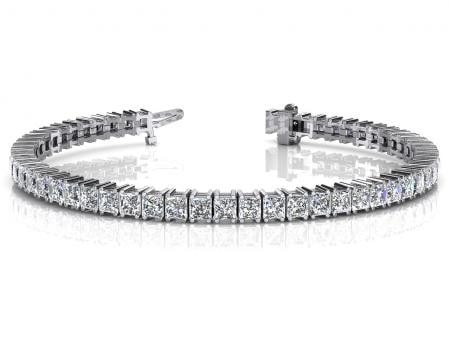 14K WHITE GOLD 4 CTW G-H I1/I2 PRINCESS CUT STRAND TENN: 14K WHITE GOLD 4 CTW G-H I1/I2 PRINCESS CUT STRAND TENNIS BRACELET LAB-GROWN DIAMOND -- 14K WHITE GOLD 4 CTW G-H I1/I2 PRINCESS CUT STRAND TENNIS BRACELET LAB-GROWN DIAMOND #NGFY98904v7