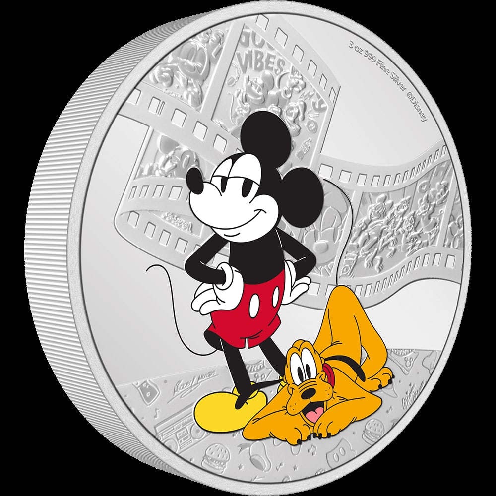 Disney Mickey & Friends - Mickey & Pluto 3oz Silver Coi: Disney Mickey & Friends - Mickey & Pluto 3oz Silver Coin -- Disney Mickey & Friends - Mickey & Pluto 3oz Silver Coin #NGFY25748v8