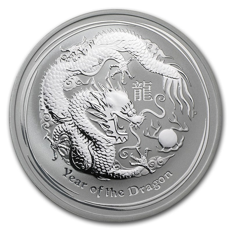 2012 Australia 1 oz Silver Lunar Dragon: 2012 Australia 1 oz Silver Lunar Dragon -- 2012 Australia 1 oz Silver Lunar Dragon #NGFY28968v8
