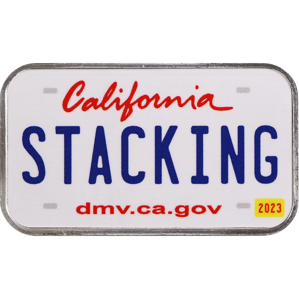 California License Plate - Stacking Across America 1oz Silver Bar: California License Plate - Stacking Across America 1oz Silver Bar -- California License Plate - Stacking Across America 1oz Silver Bar #NGFY28618v8