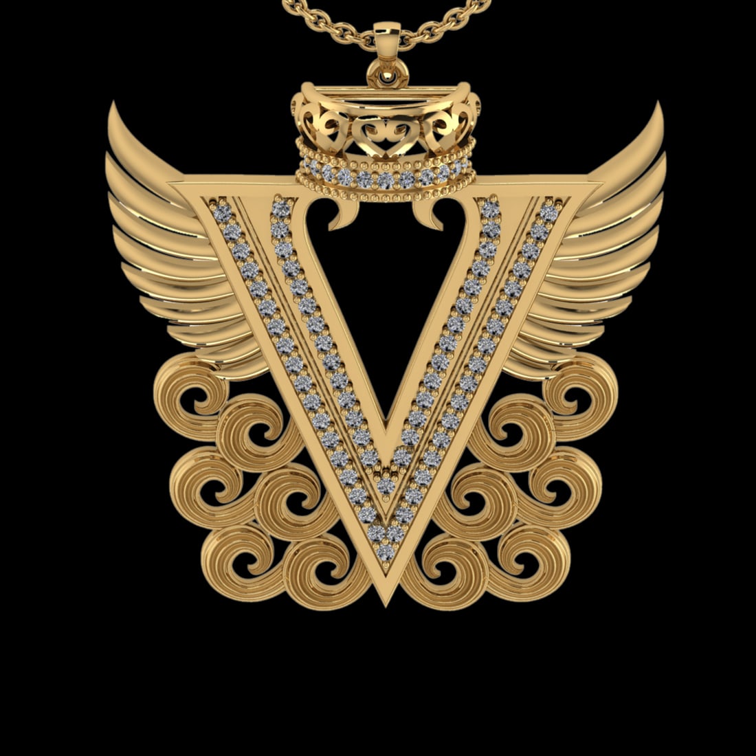 0.36 Ctw VS/SI1 Diamond Prong Set 18K Yellow Gold Letter theme ( V) Necklace (ALL DIAMOND ARE LAB: 0.36 Ctw VS/SI1 Diamond Prong Set 18K Yellow Gold Letter theme ( V) Necklace (ALL DIAMOND ARE LAB GROWN ) -- Total Diamond Weight : 0.36 Ctw (Round cut) Center Diamond Color :- G-H Center Clarity : VS