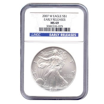 Burnished 2007-W Silver Eagle MS69 NGC Early Release: Burnished 2007-W Silver Eagle MS69 NGC Early Release -- Burnished 2007-W Silver Eagle MS69 NGC Early Release #NGFY42451v8