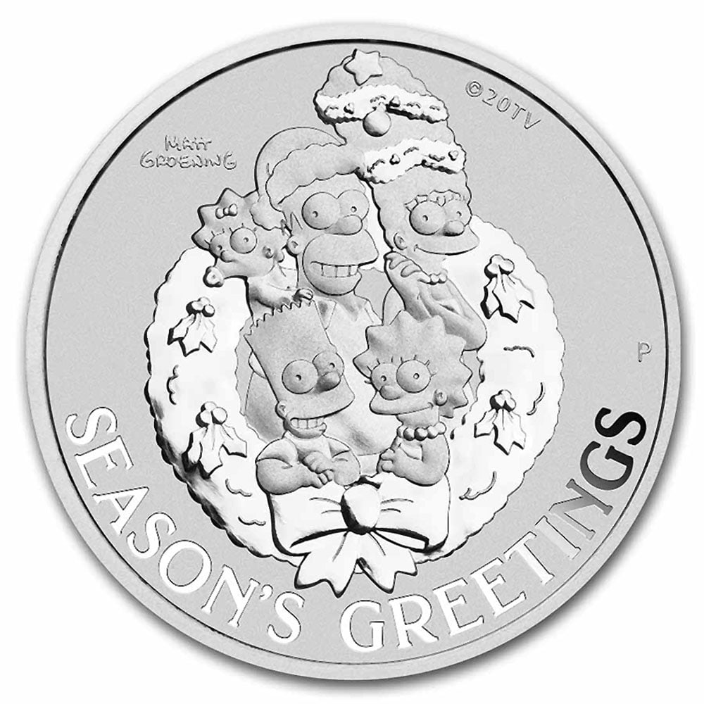 Tuvalu 2022 Simpsons Season's Greetings 1 Oz. Silver: Tuvalu 2022 Simpsons Season's Greetings 1 Oz. Silver -- Tuvalu 2022 Simpsons Season's Greetings 1 Oz. Silver #NGFY69058v12