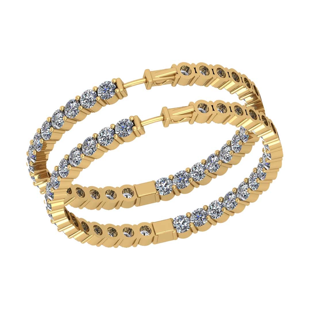 1.54 Ctw VS/SI1 Diamond 14K Yellow Gold Hoop Earrings (ALL DIAMOND ARE LAB GROWN): 1.54 Ctw VS/SI1 Diamond 14K Yellow Gold Hoop Earrings (ALL DIAMOND ARE LAB GROWN) -- Center Diamond Weight : 1.54 Ctw (Round Cut) Center Diamond Color :- G-H Center Clarity : VS/SI1 Stone Setting : Pr