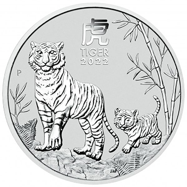 2022 Australia 2 oz Silver Lunar Tiger BU (Series III): 2022 Australia 2 oz Silver Lunar Tiger BU (Series III) -- 2022 Australia 2 oz Silver Lunar Tiger BU (Series III) #NGFY28935v8