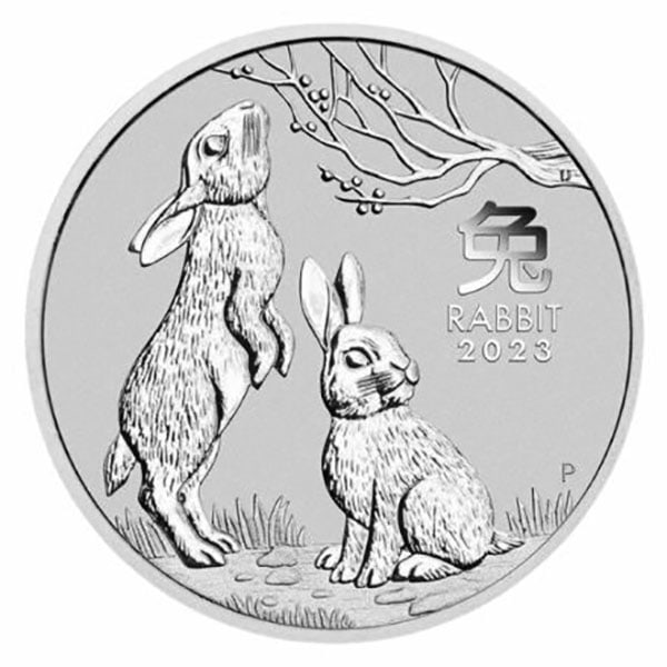 2023 Australia 5 oz Silver Lunar Rabbit BU (Series III): 2023 Australia 5 oz Silver Lunar Rabbit BU (Series III) -- 2023 Australia 5 oz Silver Lunar Rabbit BU (Series III) #NGFY42525v8