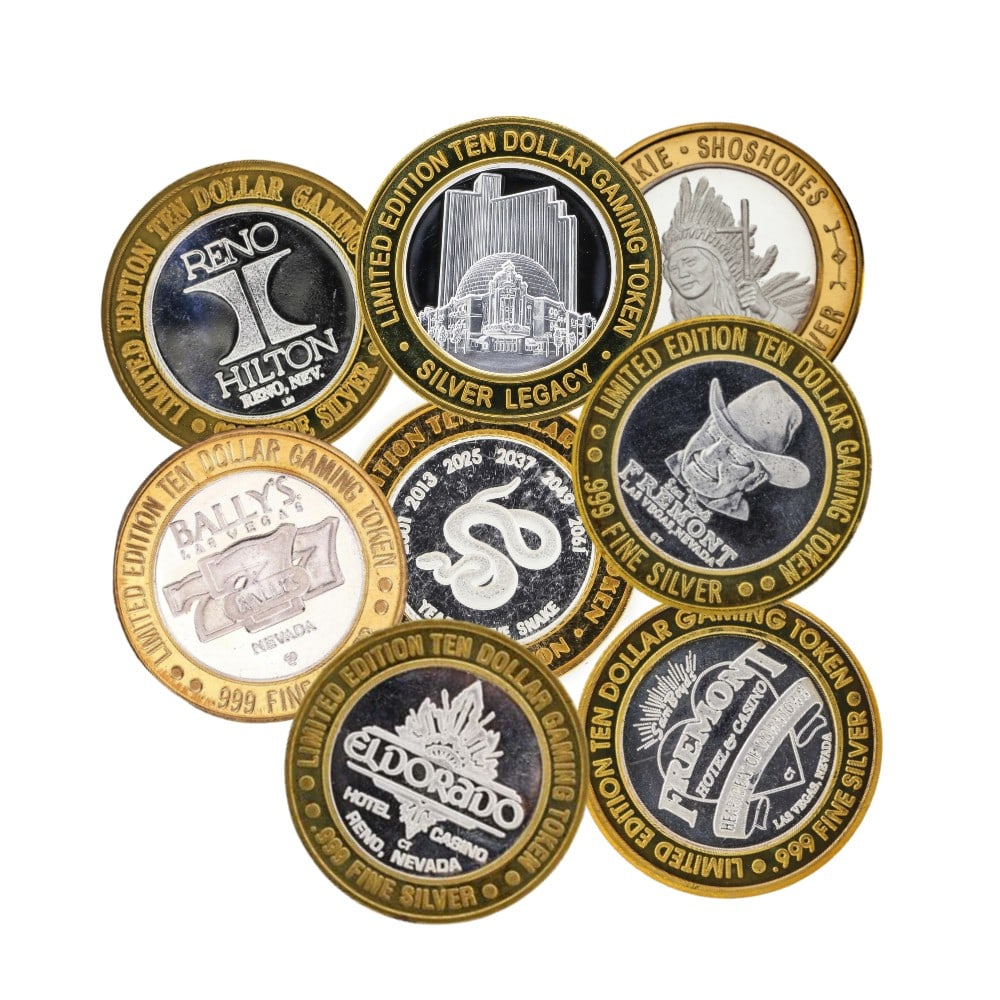 Assorted $10 Casino Gaming Token .999 Silver: Assorted $10 Casino Gaming Token .999 Silver -- Assorted $10 Casino Gaming Token .999 Silver #NGFY73986v10