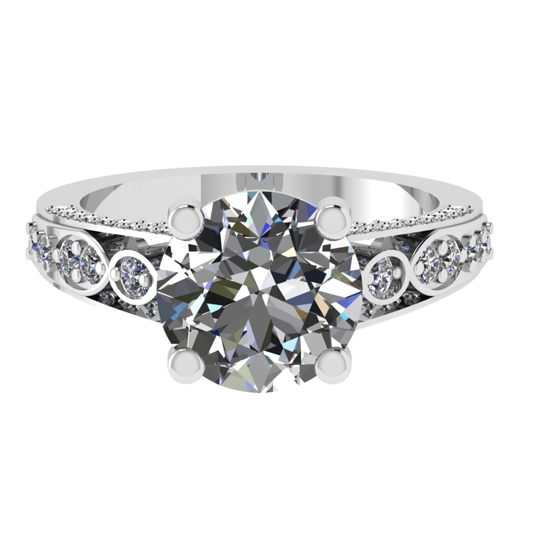 3.32 Ctw VS/SI1 Diamond 14k white Gold Engagement Ring: 3.32 Ctw VS/SI1 Diamond 14k white Gold Engagement Ring -- Center Daimond Weight :-2.75 Ctw ( Round Cut) Color : G-H Clarity : VS/SI1 Side Diamond Weight Of Ctw 0.58 Ctw Color : G-H Clarity : VS/SI1 Da