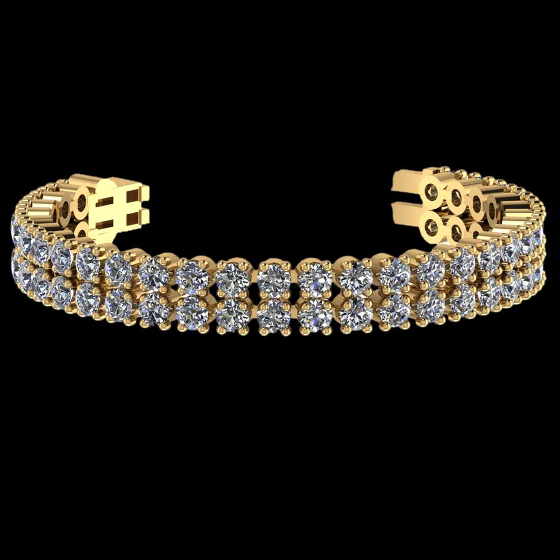 3.42 Ctw VS/SI1 Diamond 14K Yellow Gold 3 Row Bracelet (ALL DIAMOND ARE LAB GROWN): 3.42 Ctw VS/SI1 Diamond 14K Yellow Gold 3 Row Bracelet (ALL DIAMOND ARE LAB GROWN) -- Total Diamond Weight : 3.42 Ctw (Round Cut) Center Diamond Color :- G-H Center Clarity : VS/SI1 Stone Setting : Pr